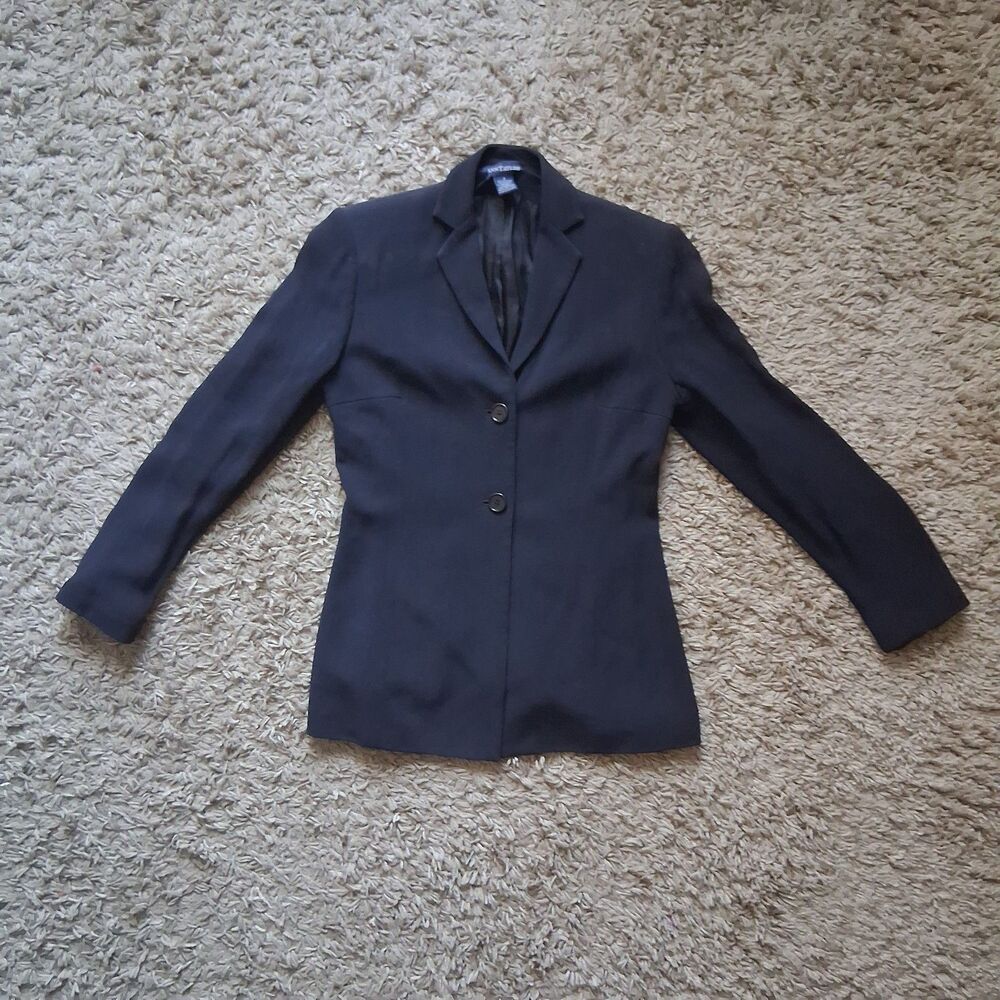 Ann Taylor Size 2 Navy Blue Women's Blazer Jacket Made In U.S.A Corporate Wear